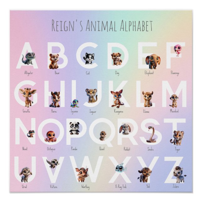 Animal Alphabet Rainbow Poster (Front)
