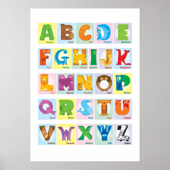 Animal Alphabet - Squares Poster (Front)