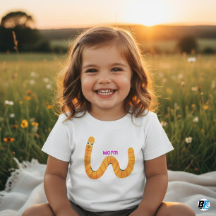 Animal Alphabet W For Worm Baby T-Shirt
