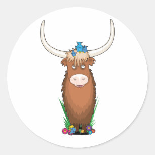 Animal Alphabet Yak Classic Round Sticker