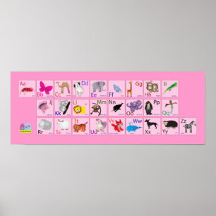 Animal Alphabets on pink Poster