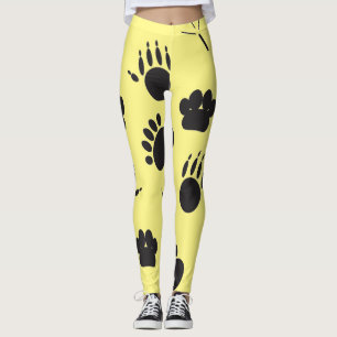 Animal and Bird Footprint, yellow background Leggings