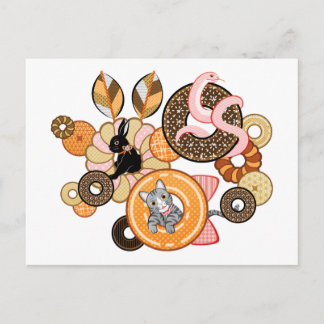 Animal and doughnut (Remake) Postcard