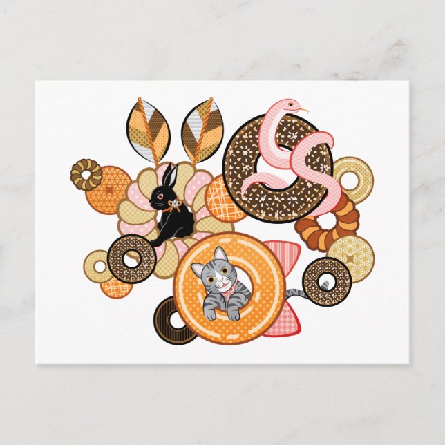 Animal and doughnut (Remake) Postcard (Front)