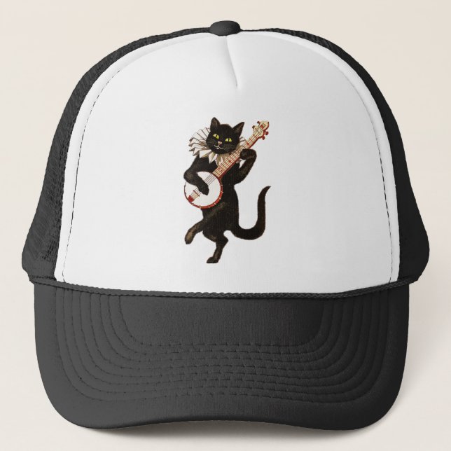 Animal Anthropomorphic Cat Feline Trucker Hat (Front)