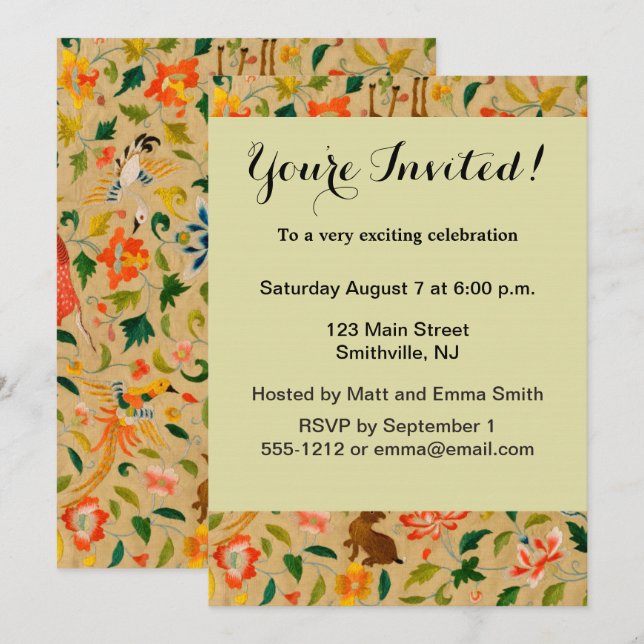 Animal Antique Horse Bird Deer Rabbit Invitation (Front/Back)