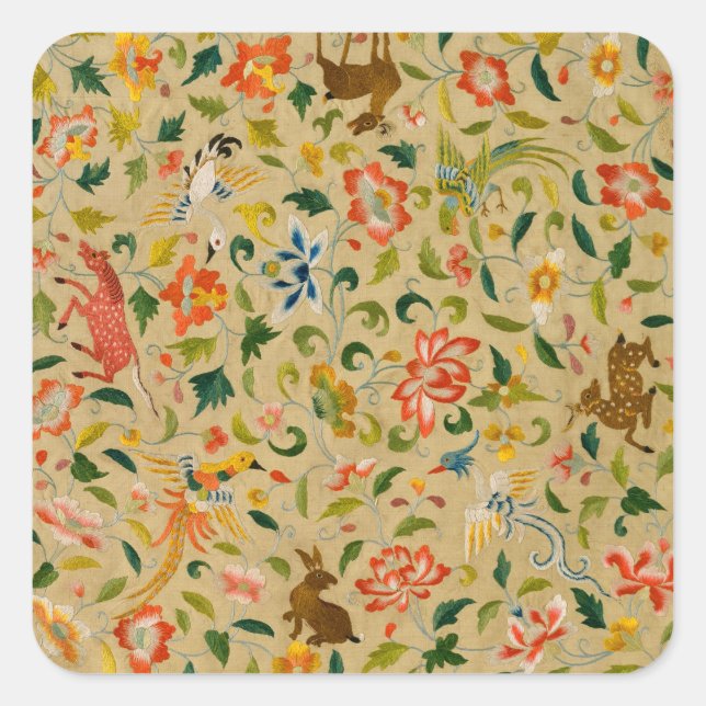 Animal Antique Horse Bird Deer Rabbit Square Sticker (Front)