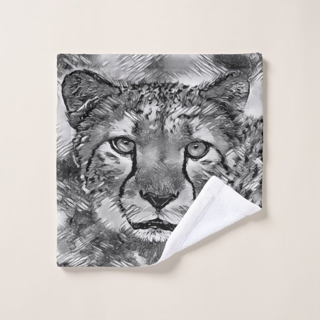 Animal Art BW Cheetah | Funny Cheetah Lovers Wash Cloth (Wash Cloth)