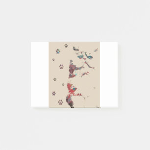 Animal Art Cat Print Feline Paw Prints Brown Art Post-it Notes