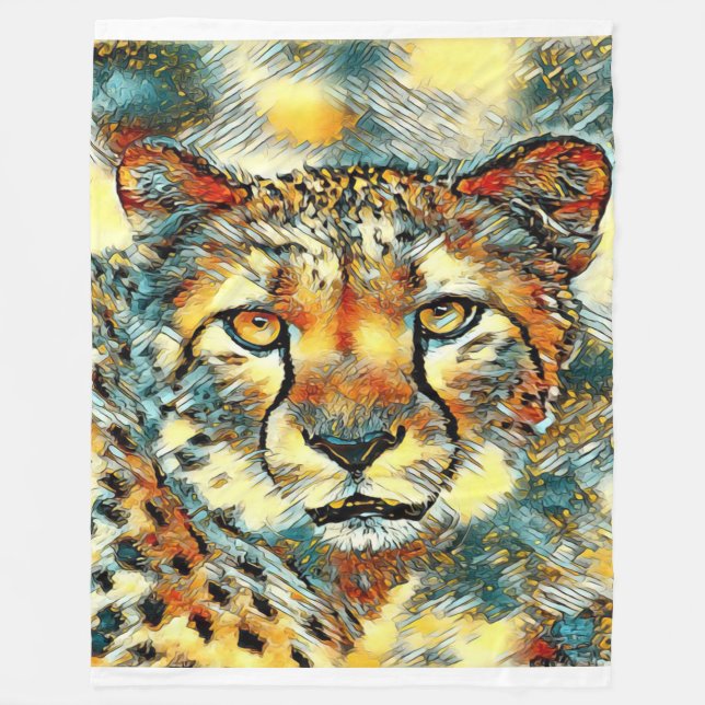 Animal Art Cheetah Gifts Lovers | Cheetah Lovers Fleece Blanket (Front)