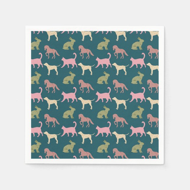 Animal Art Pattern Dog Colour Patterns Cartoon Napkin (Front)