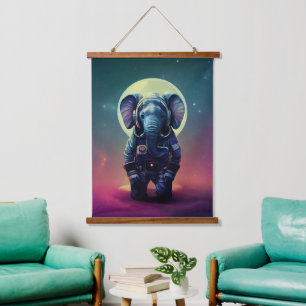 Animal Astronaut Space walk, Universe, elephant Hanging Tapestry