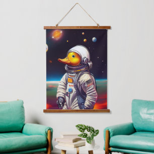 Animal Astronaut Space walk, Universe, space, duck Hanging Tapestry