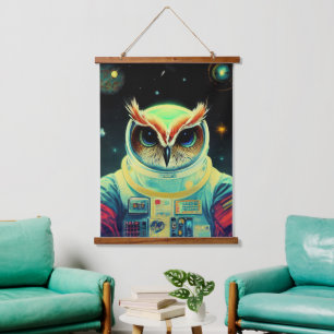 Animal Astronaut Space walk, Universe, space, owl Hanging Tapestry