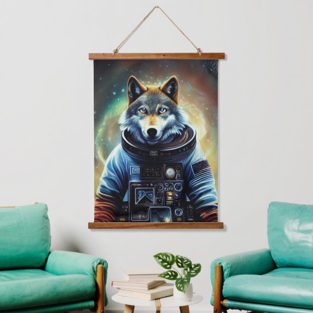 Animal Astronaut Space walk, Universe, space, wolf Hanging Tapestry (Living Room)