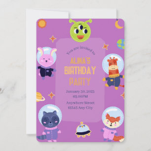 Animal Astronauts Birthday Invitation