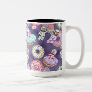 Animal Astronauts in Space with Sweet Treats Two-Tone Coffee Mug