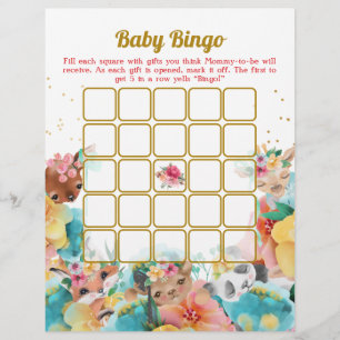 Animal Baby Bingo And Name Race Baby Shower Game Flyer