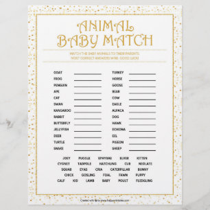 Animal Baby Match [Golden Sparkles] Custom Letterhead