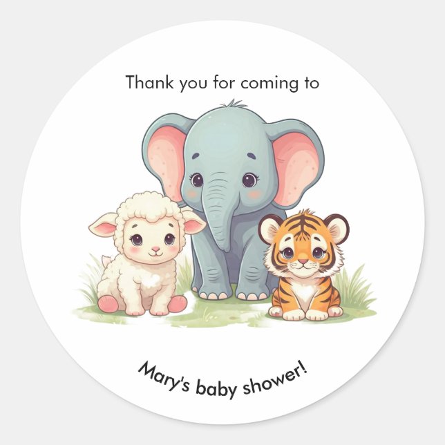 Animal Baby Shower Sticker (Front)