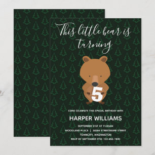 Animal Bear Rustic Kids Birthday Invitation