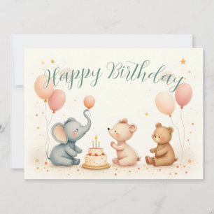 Animal Birthday Joy with Balloons
