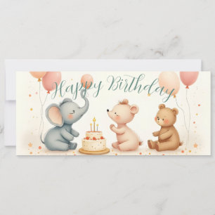 Animal Birthday Joy with Balloons