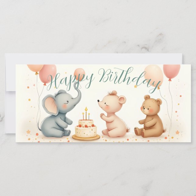 Animal Birthday Joy with Balloons (Front)