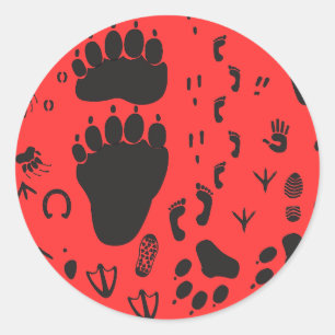 animal box footmark classic round sticker