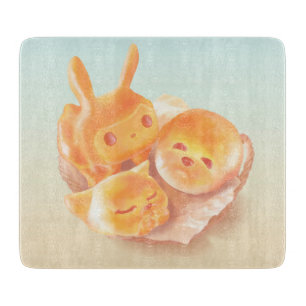 Animal Bread Basket: Smiling Bichon, Bunny & Cat Cutting Board