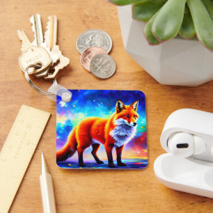 Animal bright abstraction fox colorful lovely  key ring