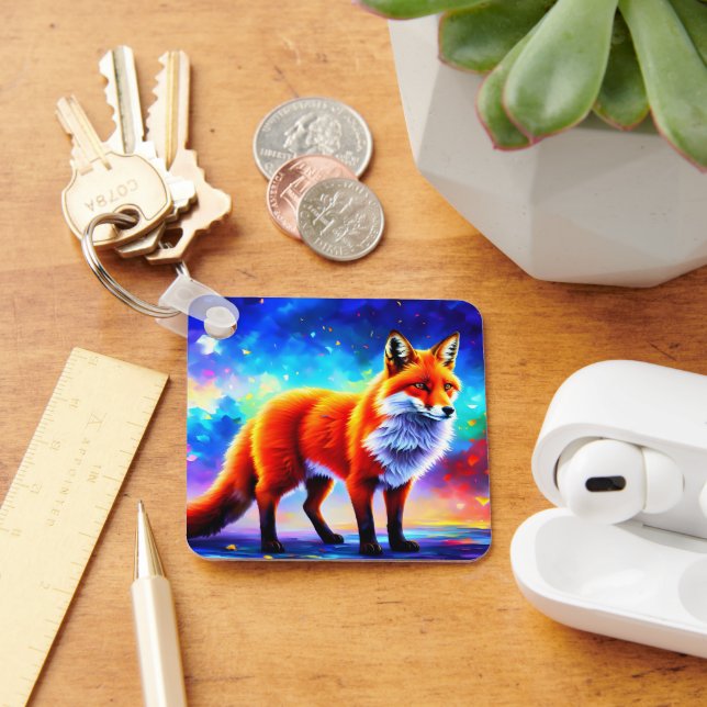 Animal bright abstraction fox colourful lovely  key ring (Desk)