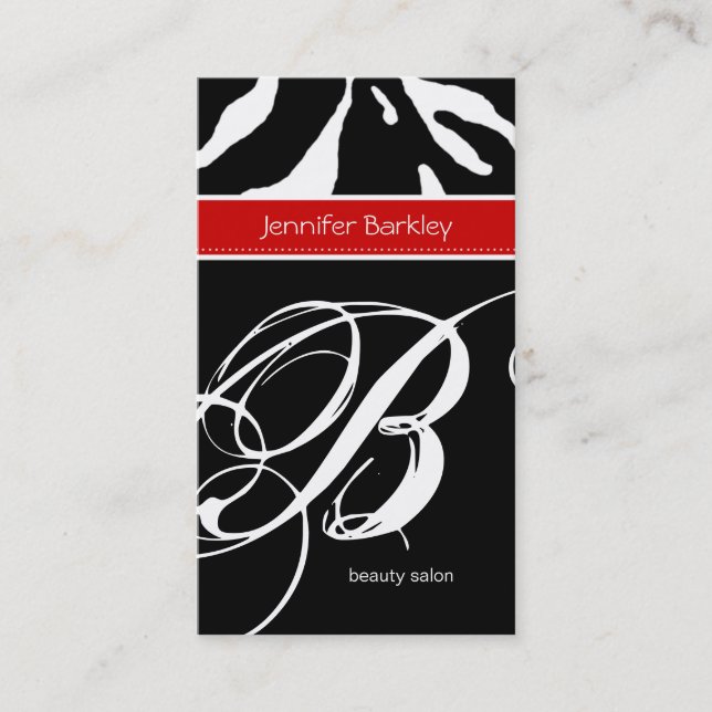Animal Business Card Zebra Beauty Salon Red (Front)