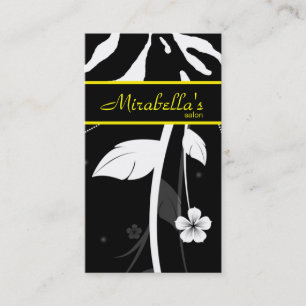Animal Business Card Zebra Floral Black Yellow