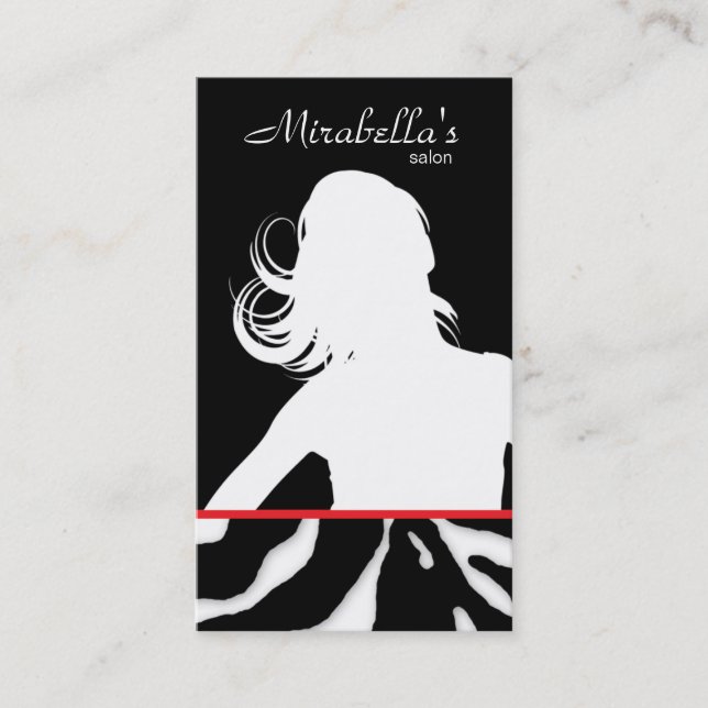 Animal Business Card Zebra Hair Salon Black Red (Front)