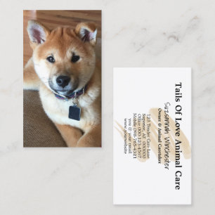 Animal Care Add Your Vertical Photo Custom Business Card
