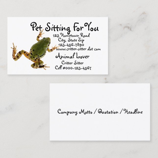Animal Care Business Climbing Frog Photograph Business Card (Front/Back)