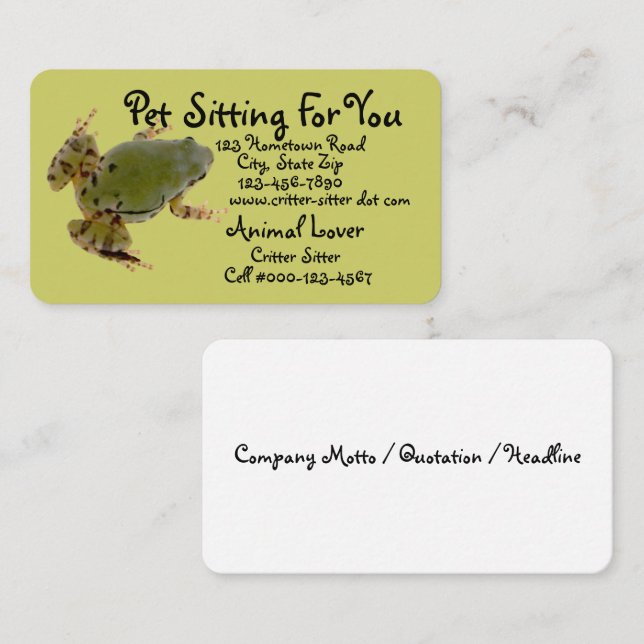 Animal Care Business Overhead Frog Photograph Business Card (Front/Back)