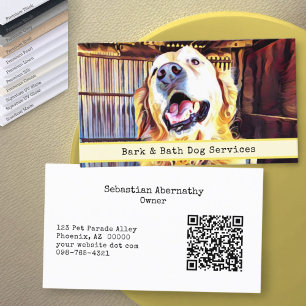 Animal Care Custom Photo Golden Retriever QR Code Business Card