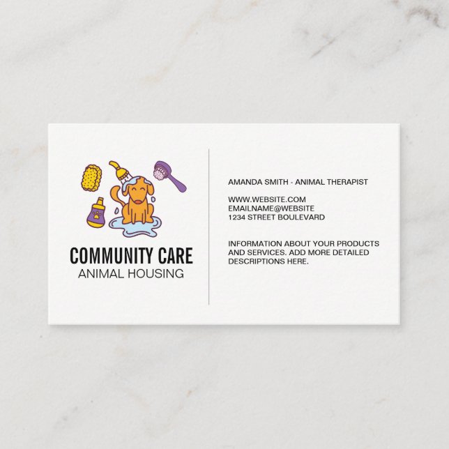 Animal Care | Dog in Soap Water Business Card (Front)