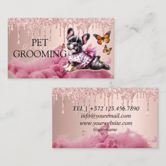Animal Care Pet Grooming Spa Salon Puppy Business Card (Front/Back)