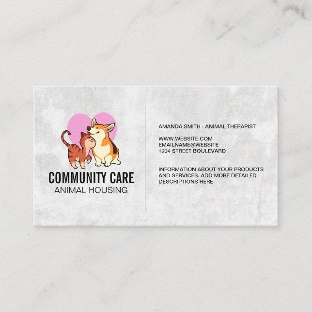 Animal Care | Pet Sitting | Marble Business Card (Front)