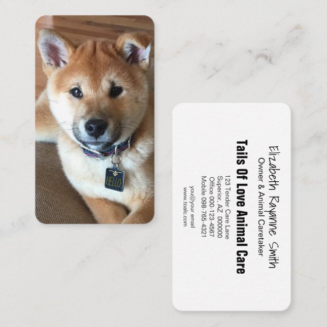 Animal Care Professional Shiba Inu Puppy Photo Business Card (Front/Back)