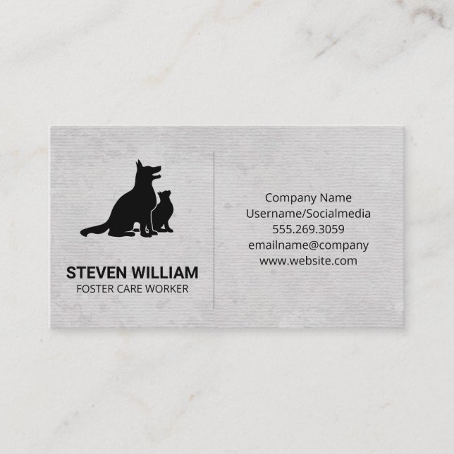 Animal Care | Shelter | Dog Cat Logo Business Card (Front)