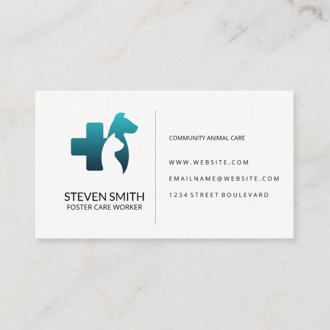 Animal Care | Shelter | Health Care Business Card (Front)
