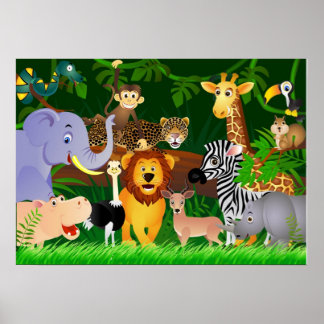 Animal cartoon poster