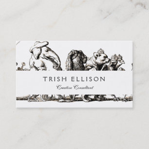 Animal Cartoon Unicorn Elephant Lion Zoo Business Card