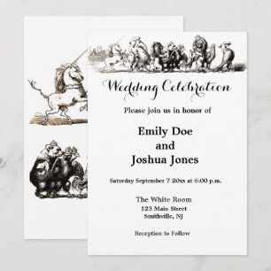 Animal Cartoon Unicorn Elephant Lion Zoo Invitation