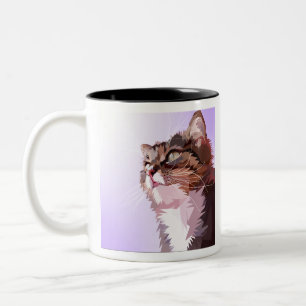 Animal Cat Design Geometry Love Cat Pop Art Two-Tone Coffee Mug