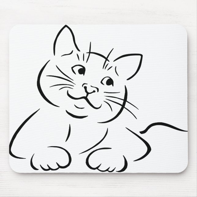 Animal Cat Drawing Feline Kitten Kittie Sketch Mouse Mat (Front)